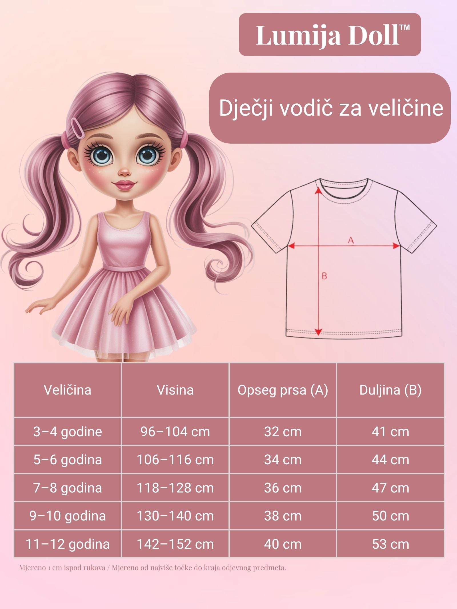 T2W - Bela majica s kratkimi rokavi za Lumija Doll