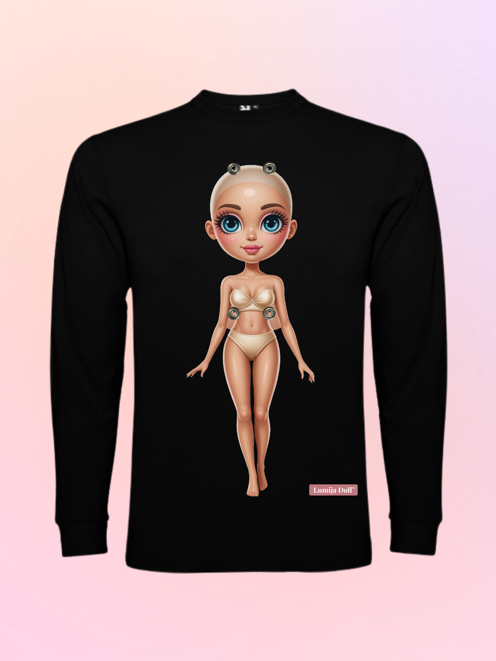 T1B - Črna majica z dolgimi rokavi za Lumija Doll