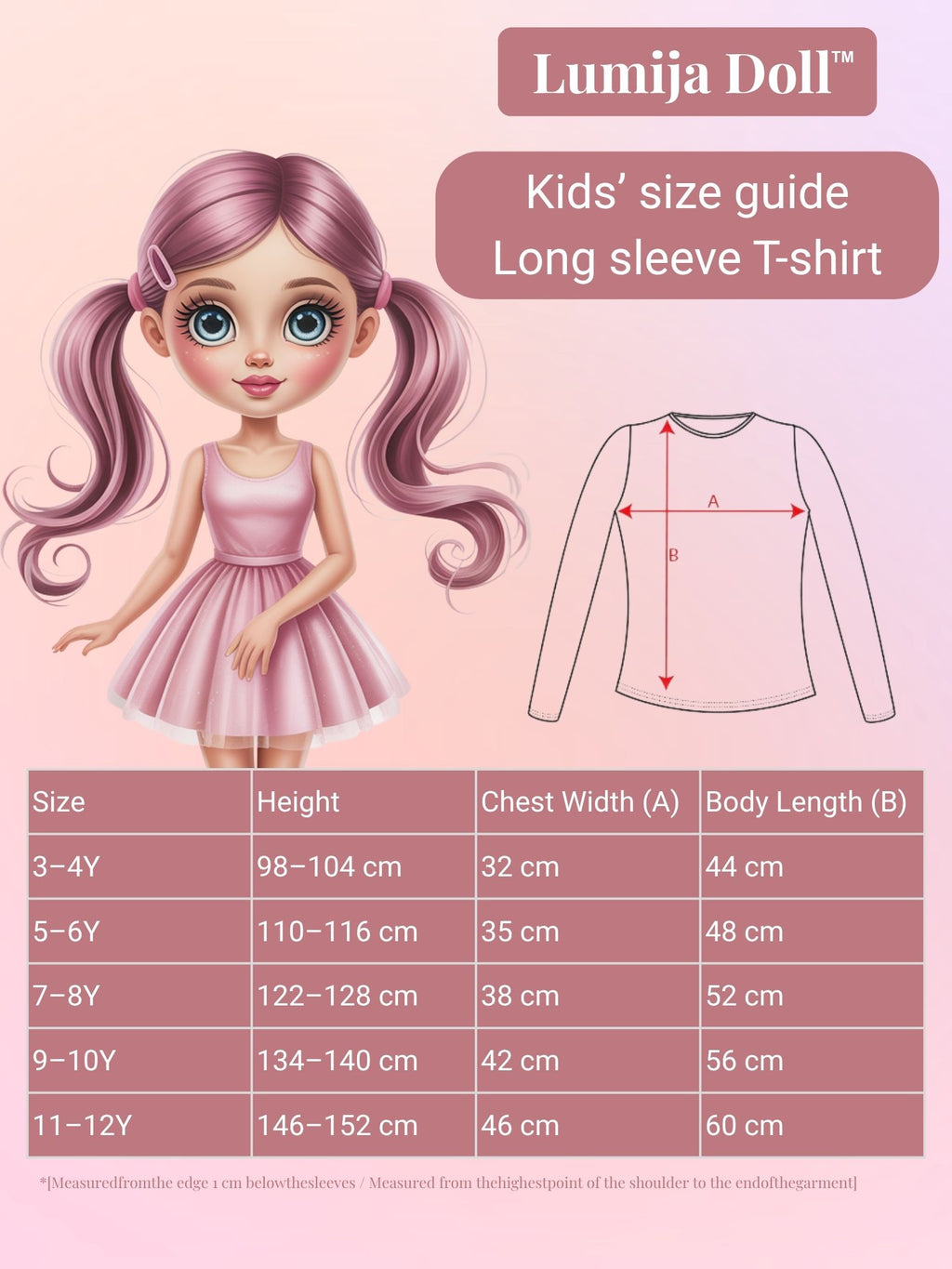T1B - Črna majica z dolgimi rokavi za Lumija Doll