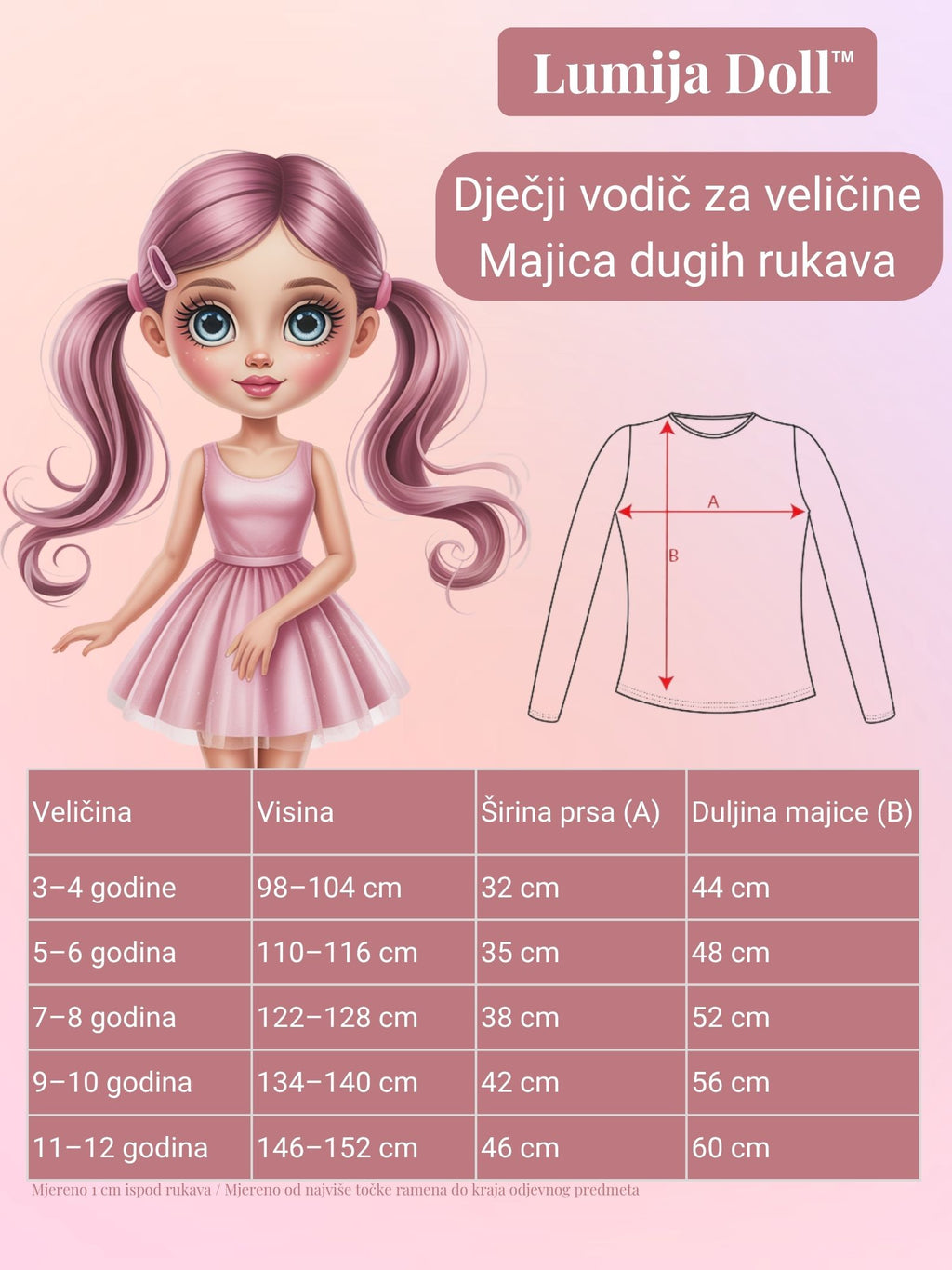 T1B - Črna majica z dolgimi rokavi za Lumija Doll