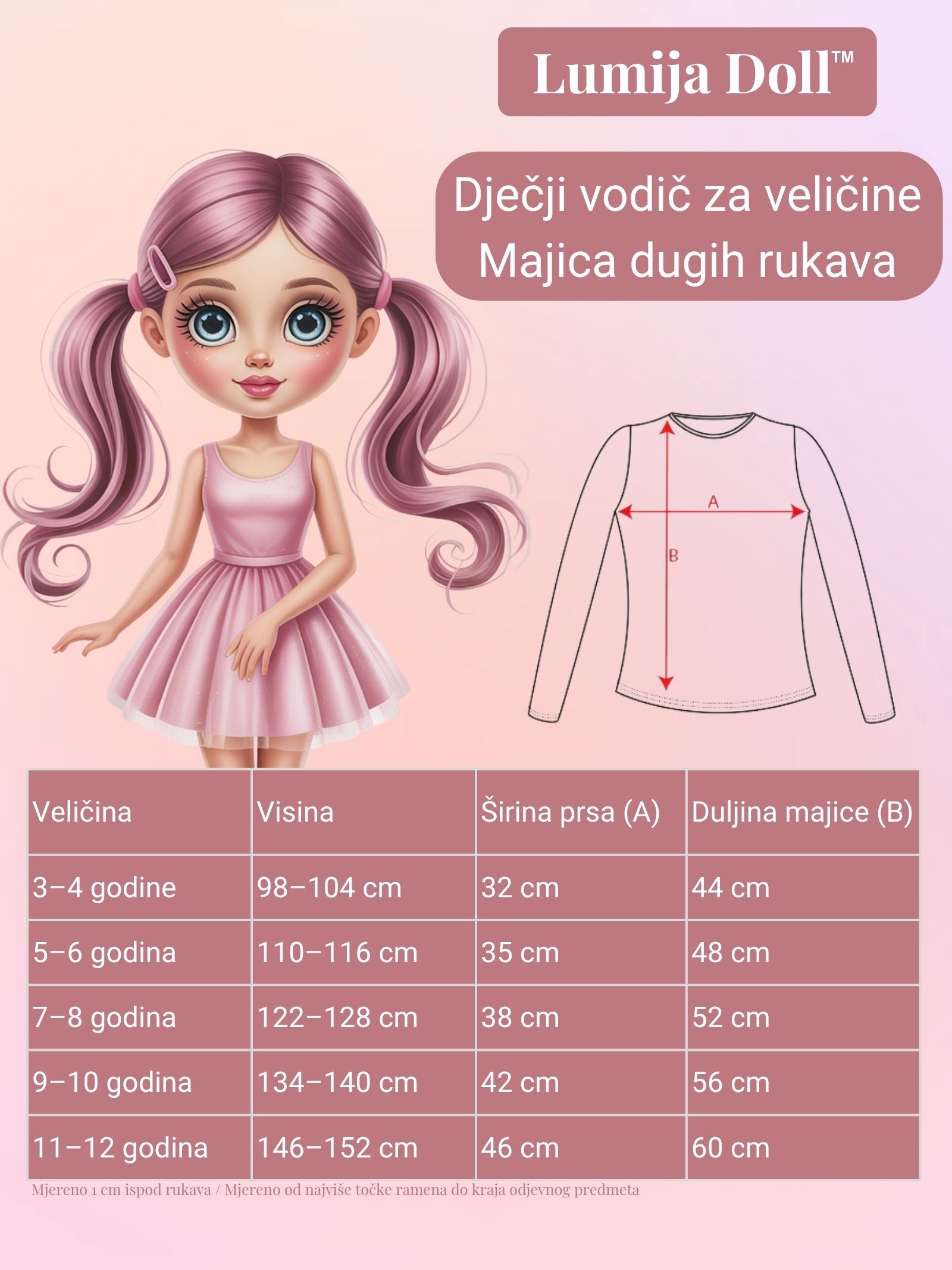 T1W - Bela majica z dolgimi rokavi za Lumija Doll