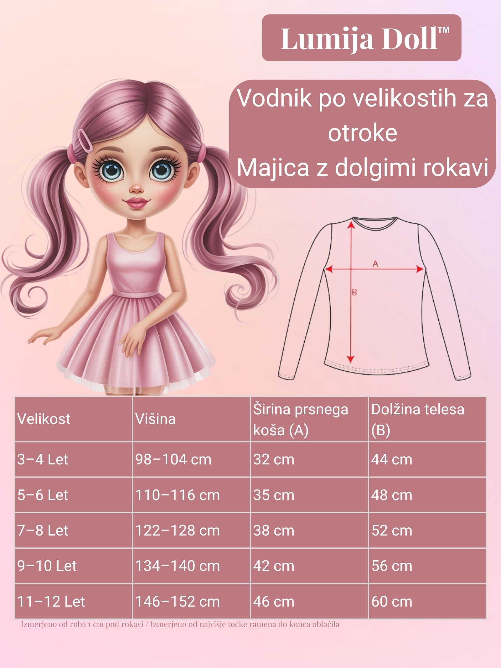 T1W - Bela majica z dolgimi rokavi za Lumija Doll
