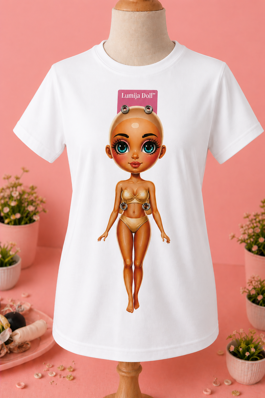T2W - Bela majica s kratkimi rokavi za Lumija Doll