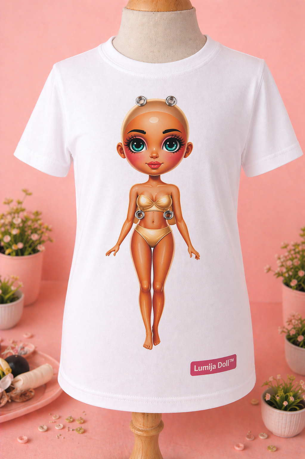 T2W - Bela majica s kratkimi rokavi za Lumija Doll